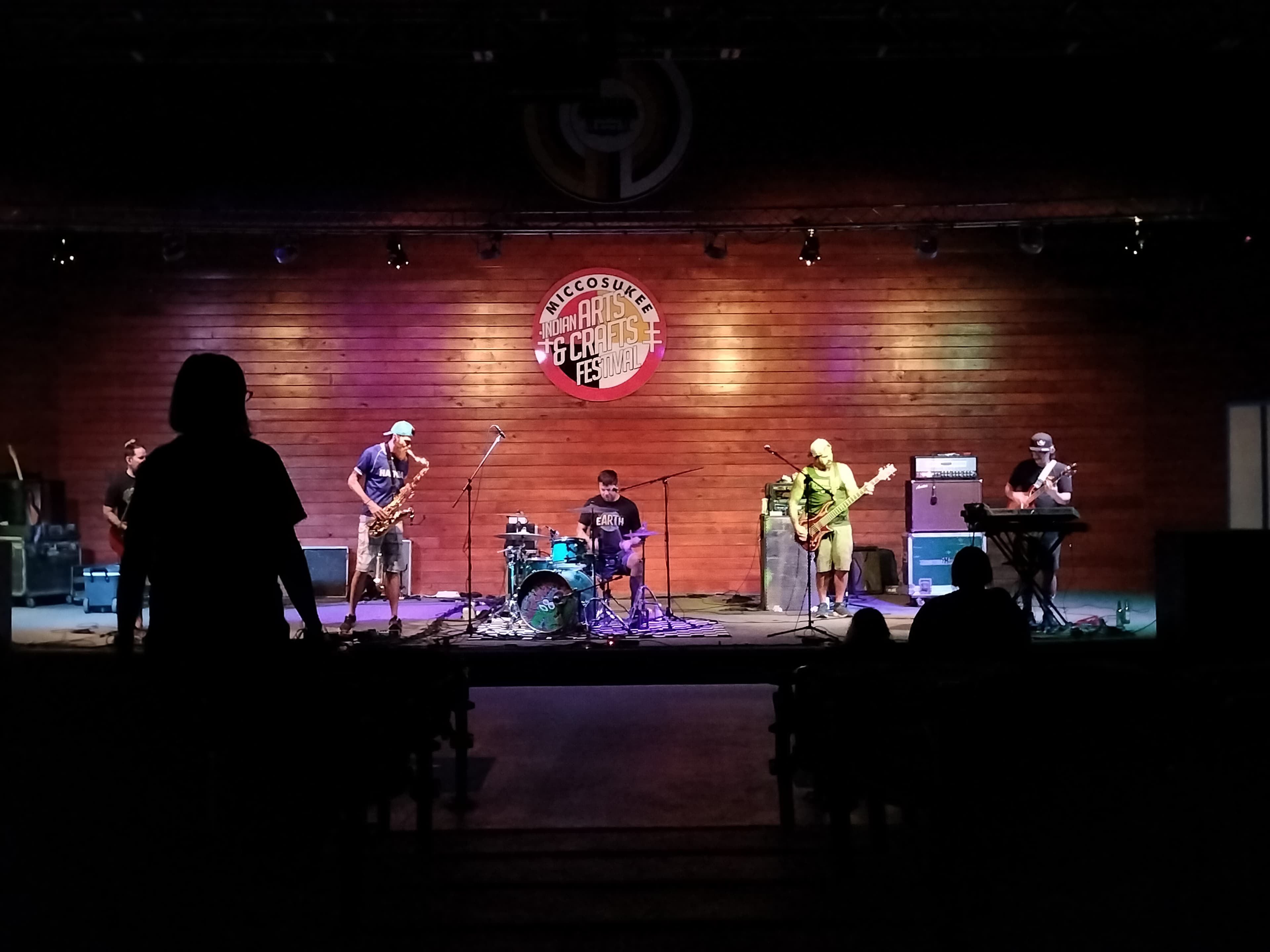 On-site production crew setting up for a show